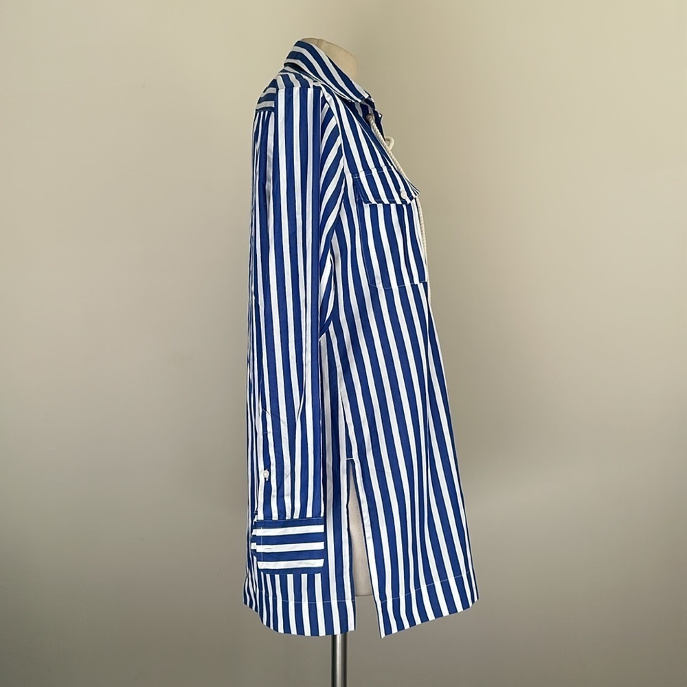 Lauren Ralph Lauren Lace Up NAUTICAL Rope Strip Blue Blouse sz Small P - Picture 6 of 7